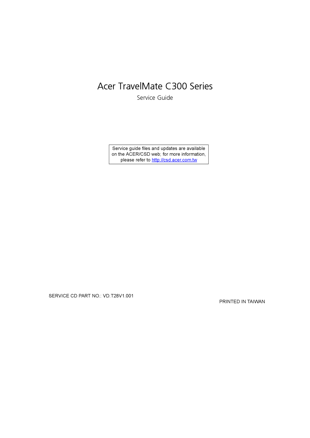 Acer manual Acer TravelMate C300 Series 