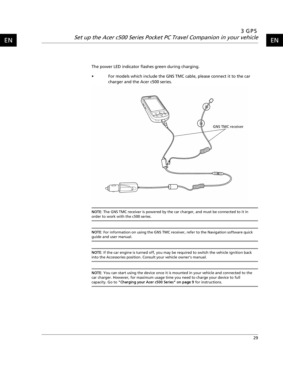 Acer C500 user manual Gps 