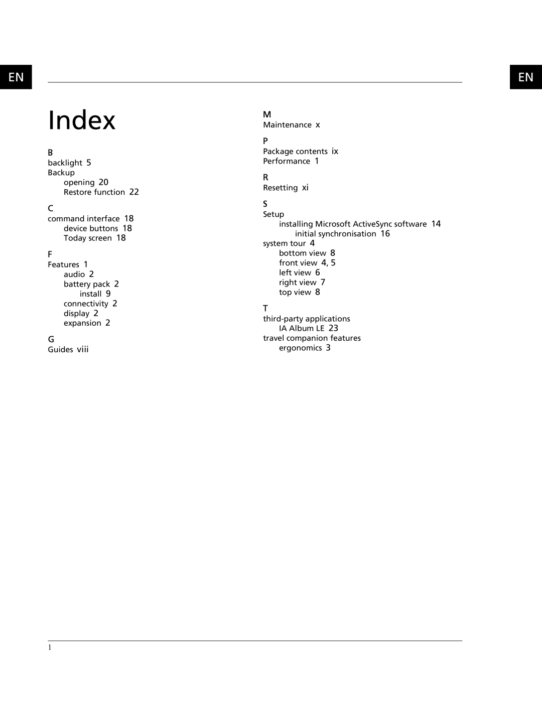 Acer C500 user manual Index 