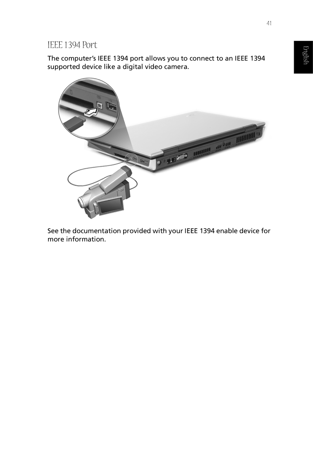 Acer CQ60 manual Ieee 1394 Port 