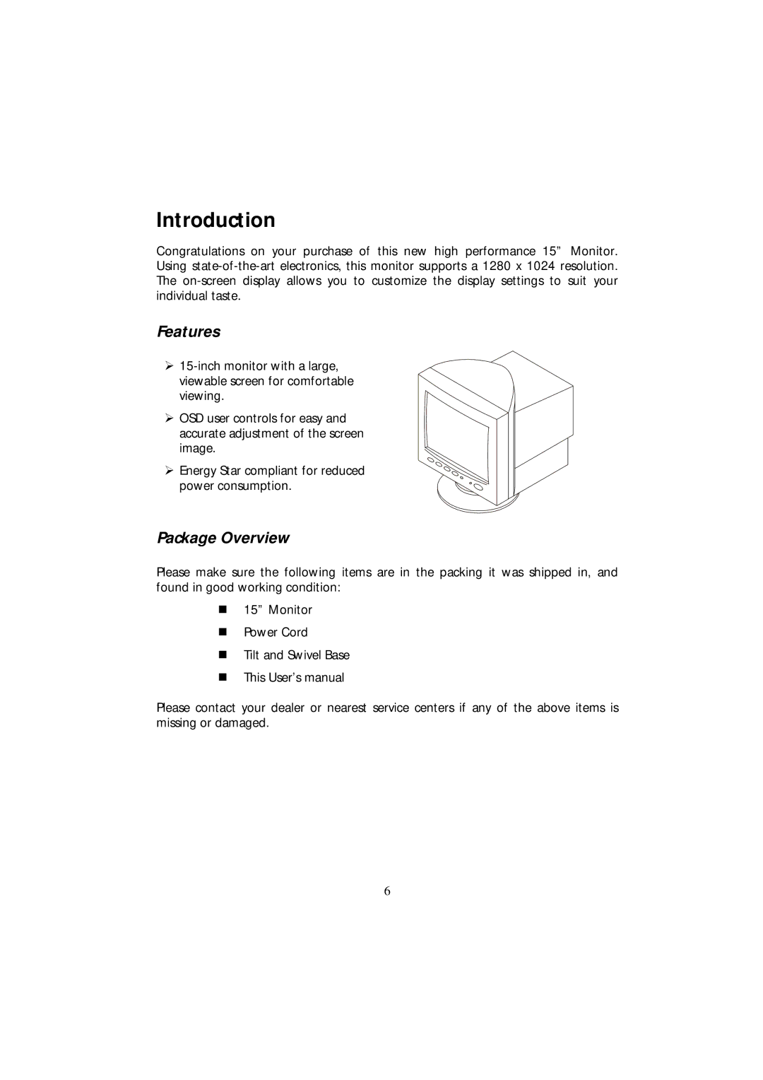 Acer CRT Monitor manual Introduction, Features 