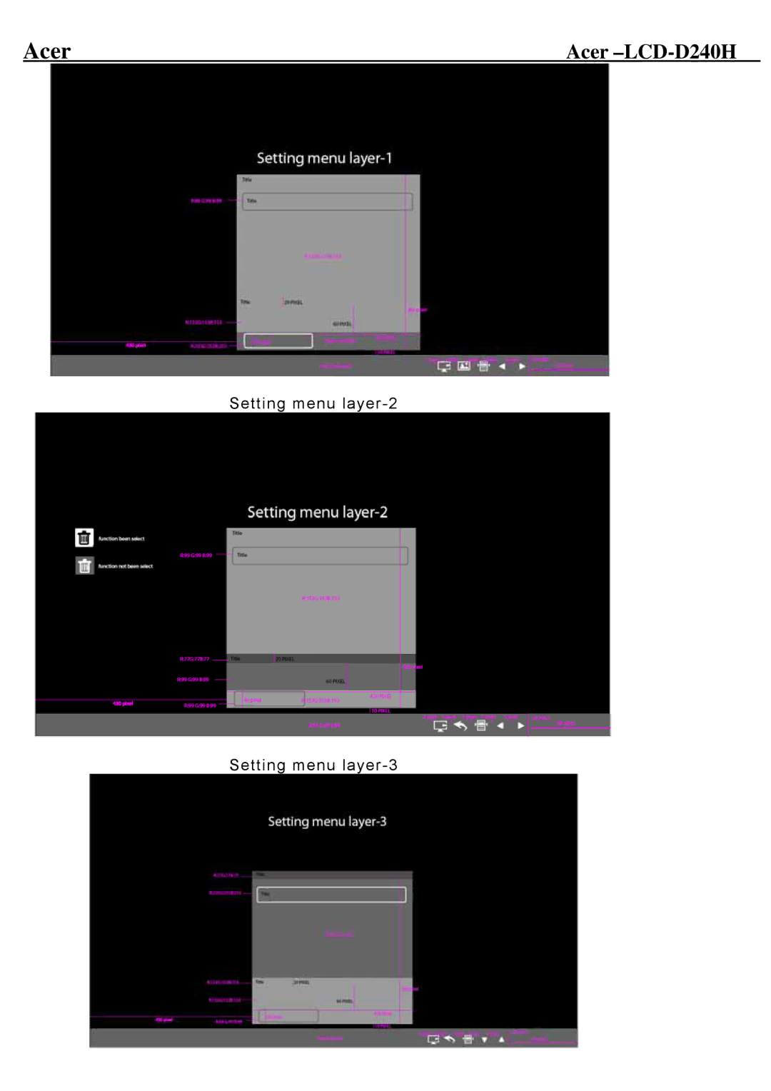 Acer D240H service manual Setting menu layer-2 Setting menu layer-3 