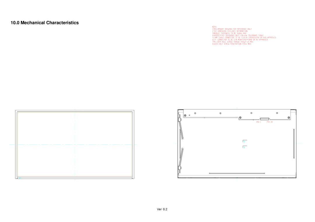 Acer D240H service manual Mechanical Characteristics 