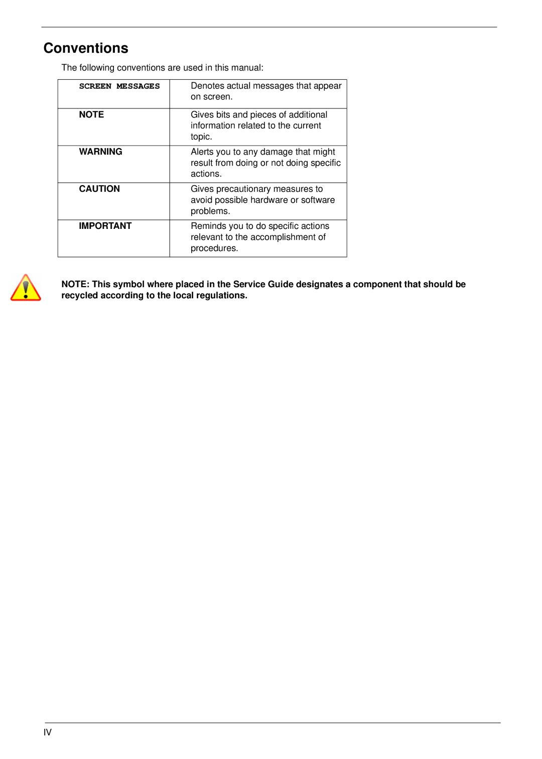 Acer D255 manual Conventions 