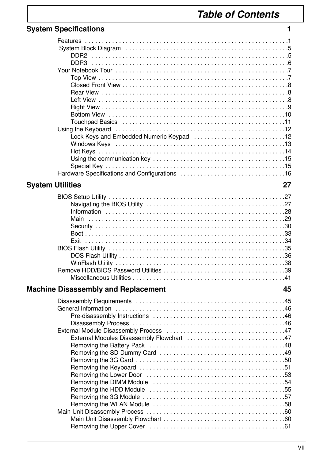 Acer D255 manual Table of Contents 