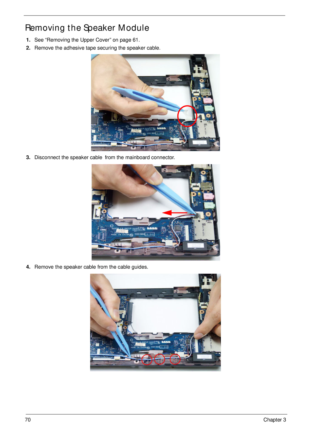 Acer D255 manual Removing the Speaker Module 