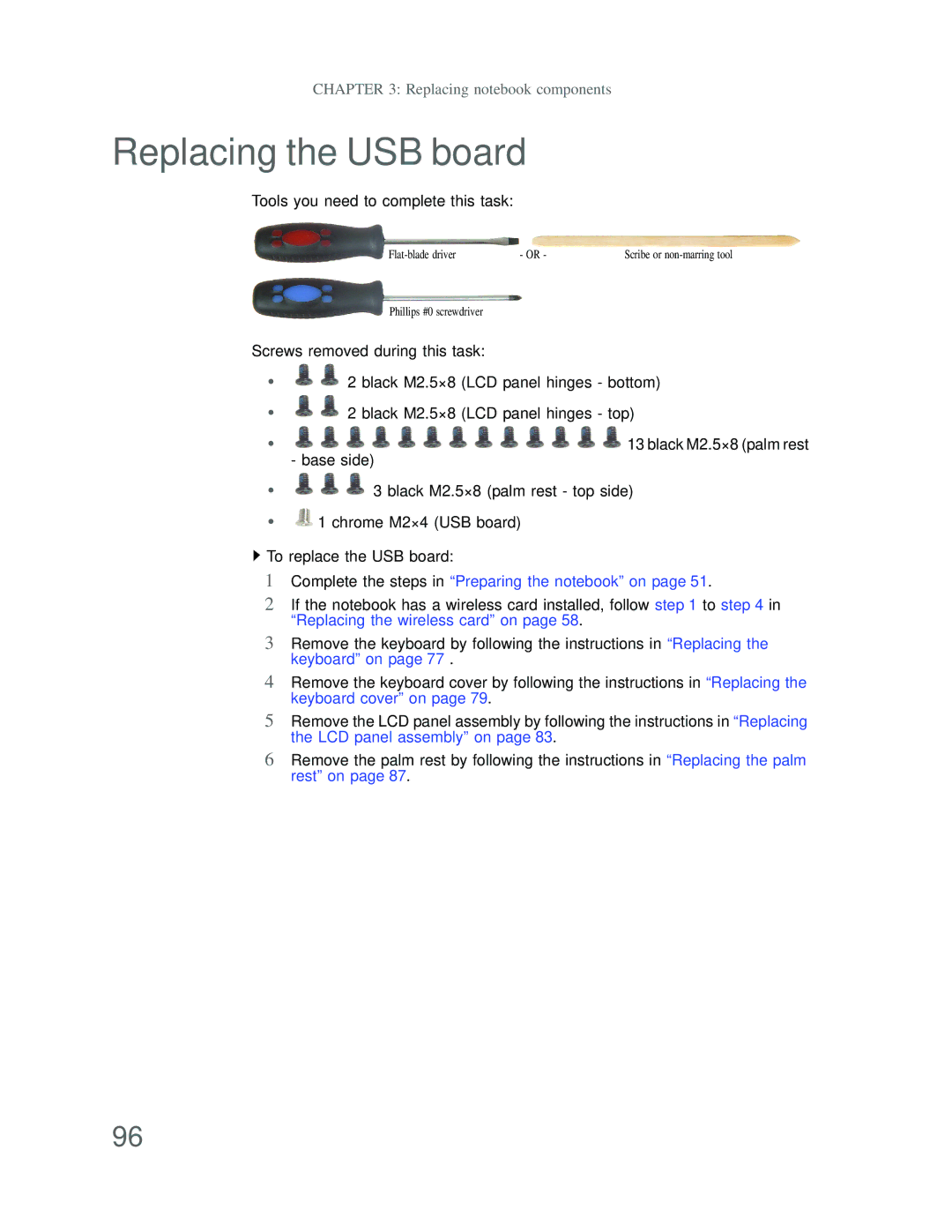 Acer DT85 manual Replacing the USB board 