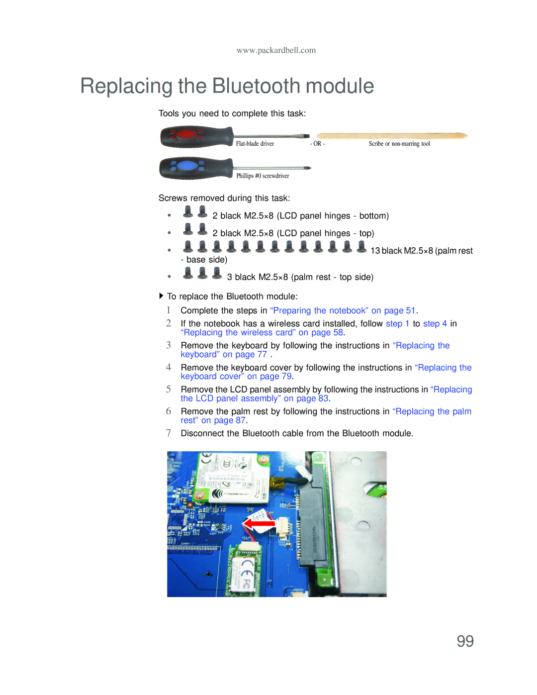 Acer DT85 manual Replacing the Bluetooth module, Tools you need to complete this task 