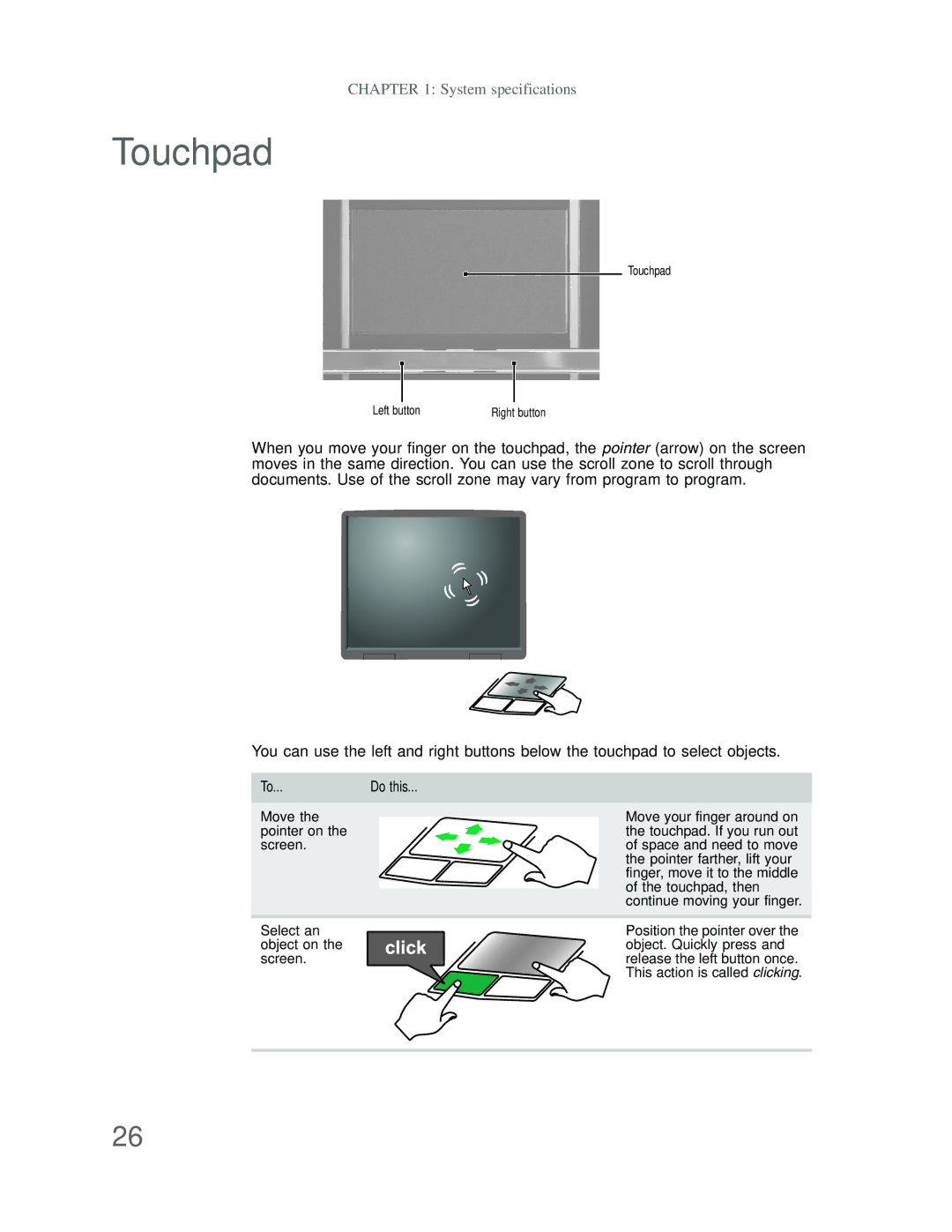 Acer DT85 manual Touchpad 