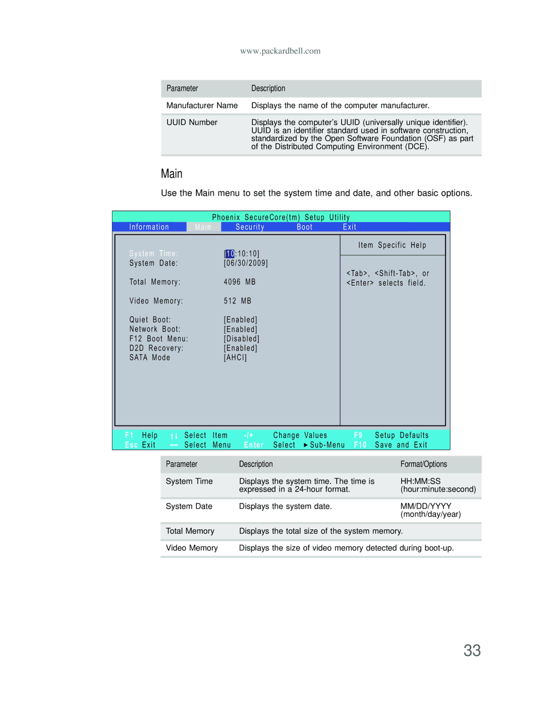 Acer DT85 manual Main 