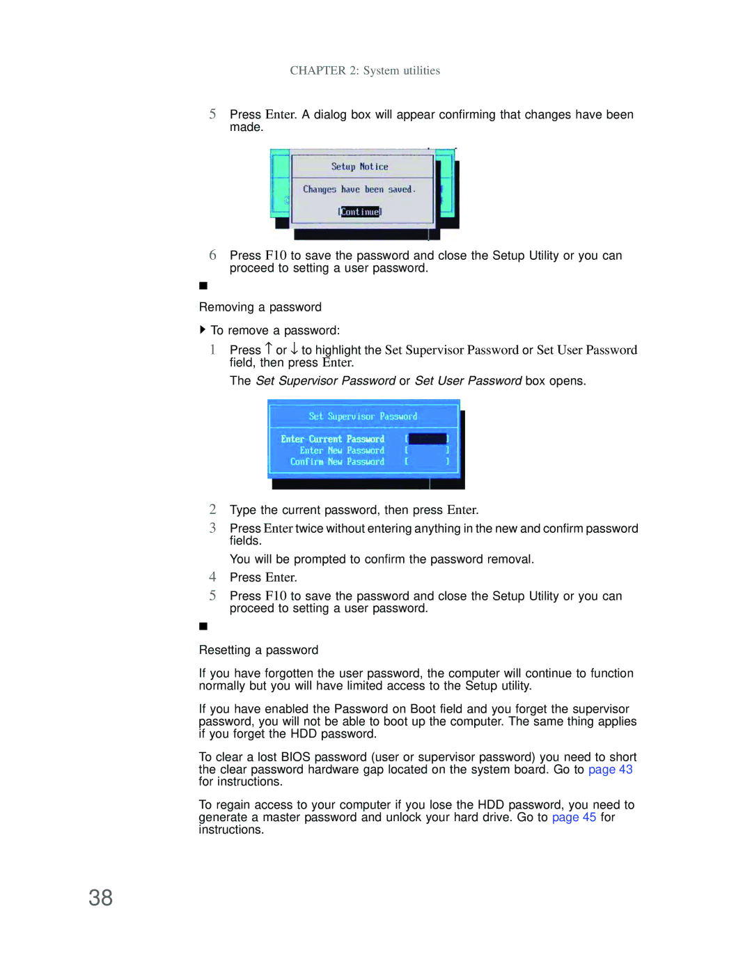 Acer DT85 manual Set Supervisor Password or Set User Password box opens 