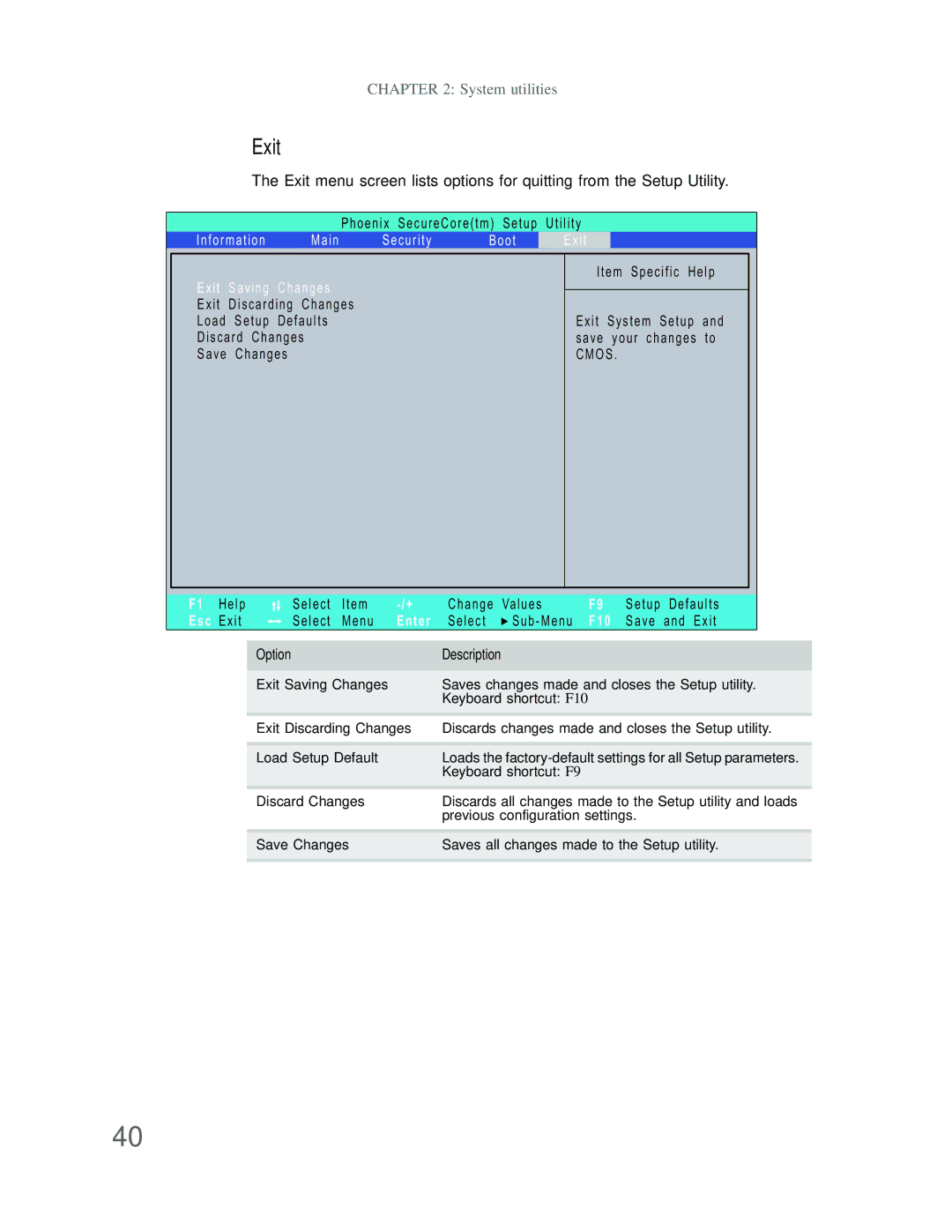 Acer DT85 manual Exit 