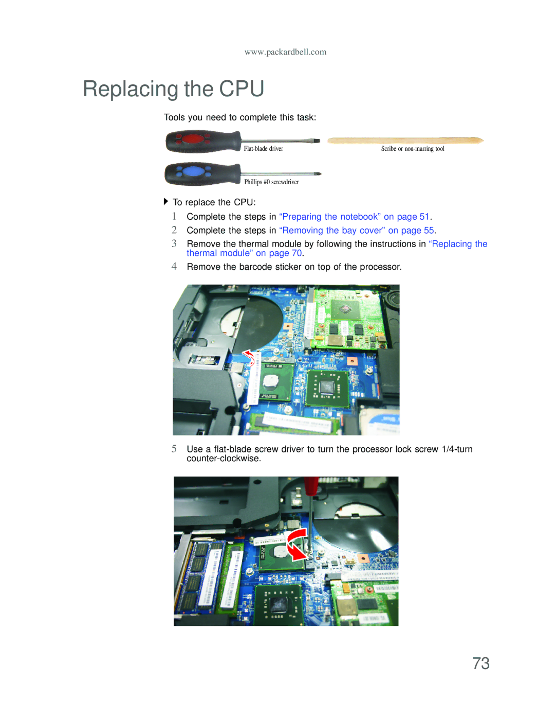 Acer DT85 manual Replacing the CPU, To replace the CPU 