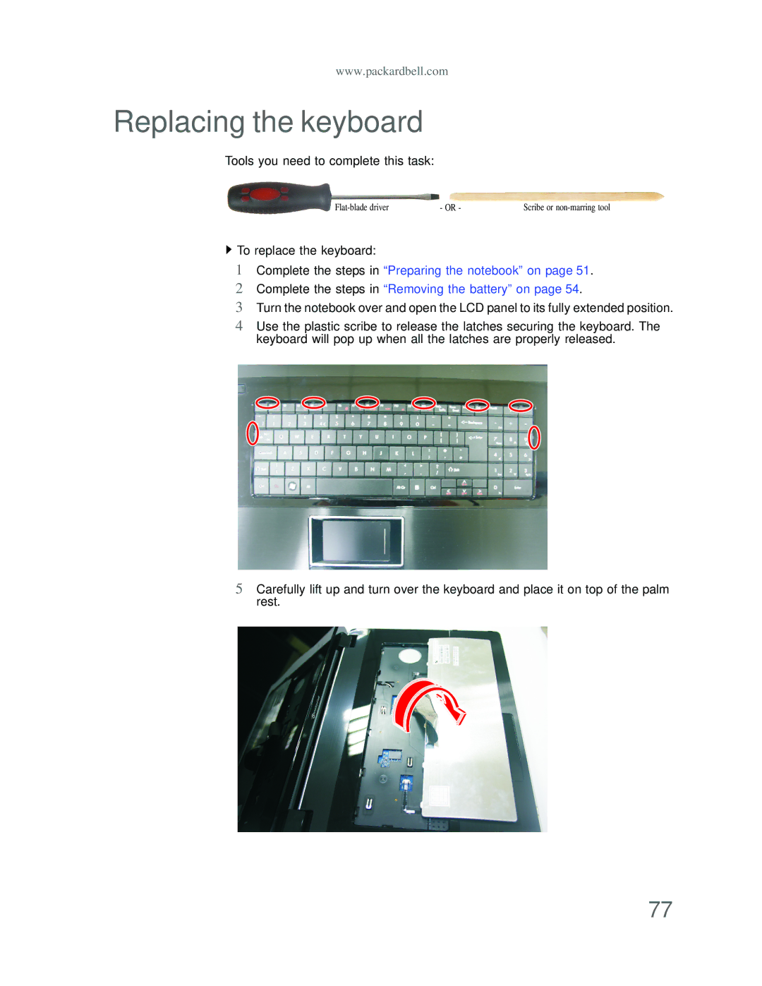 Acer DT85 manual Replacing the keyboard, To replace the keyboard 