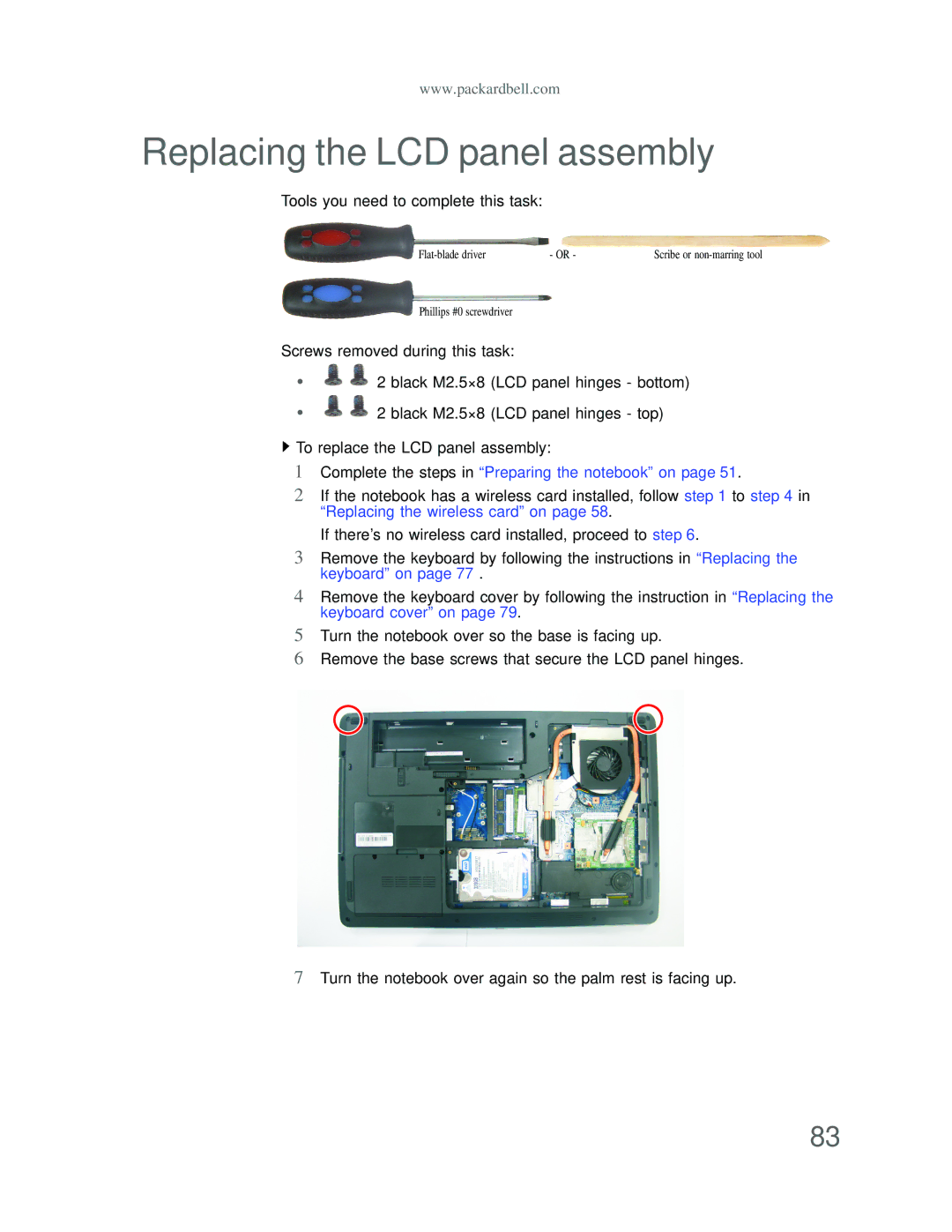 Acer DT85 manual Replacing the LCD panel assembly 