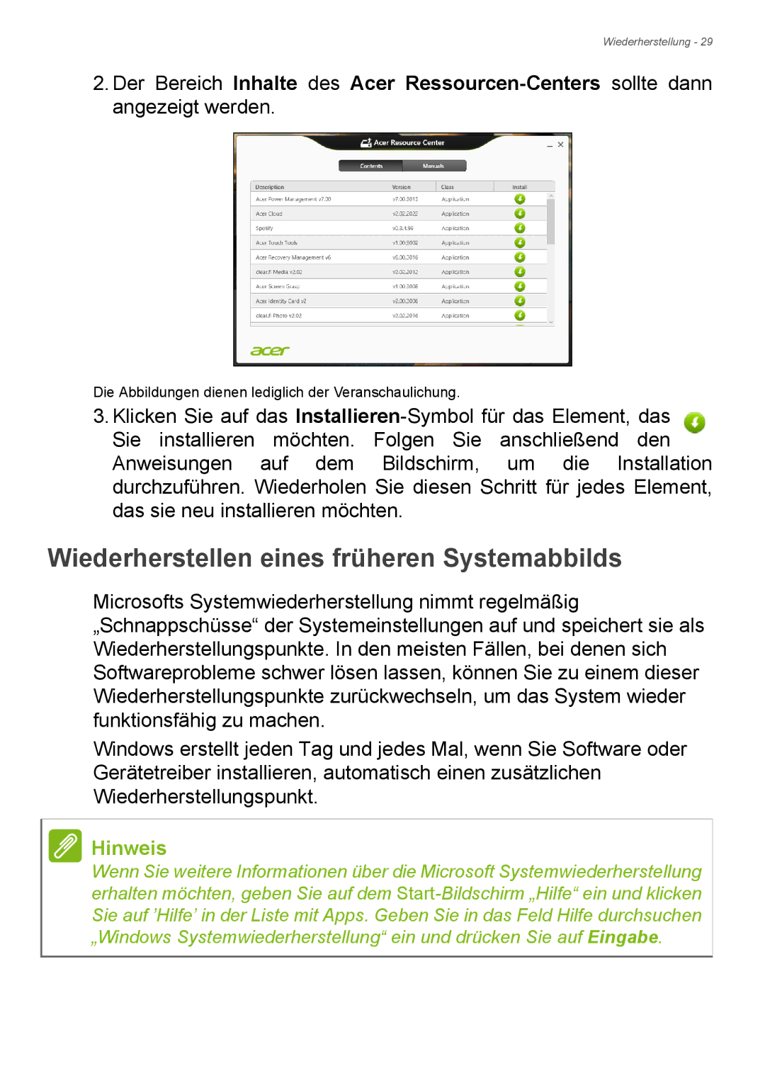 Acer E1-772G, E1-732G manual Wiederherstellen eines früheren Systemabbilds 