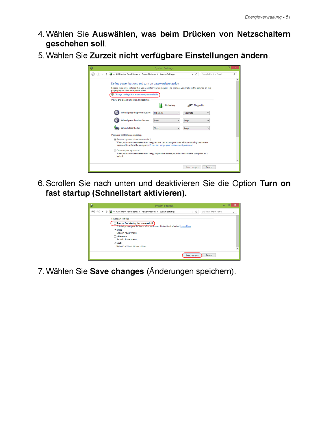 Acer E1-772G, E1-732G manual Energieverwaltung 