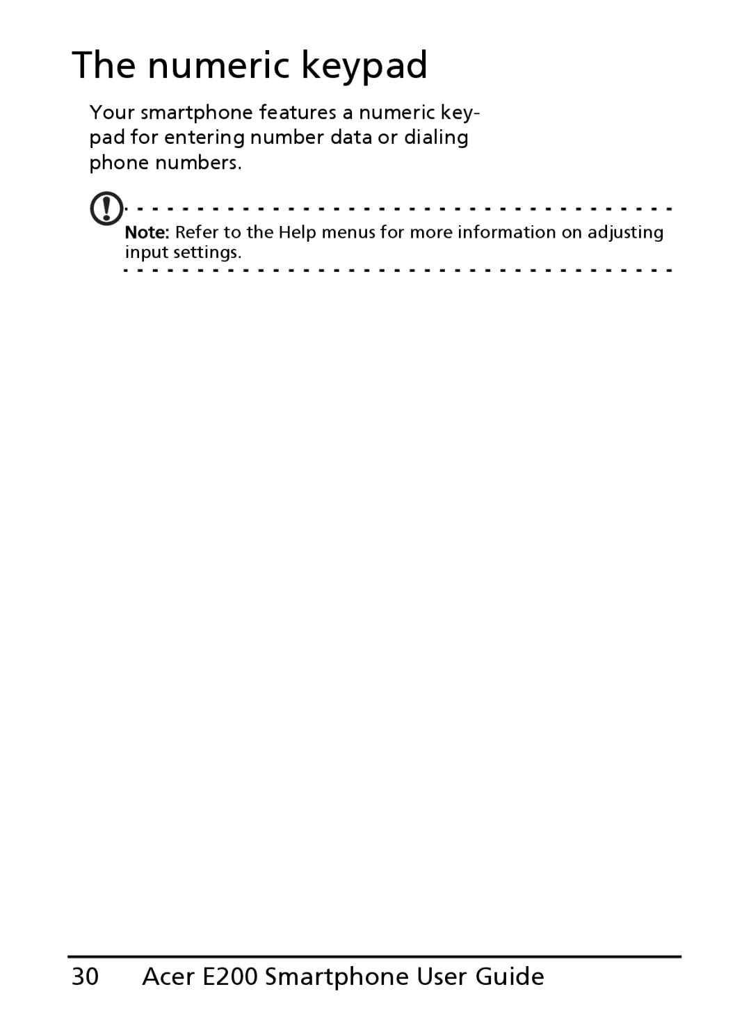 Acer E200 manual Numeric keypad 