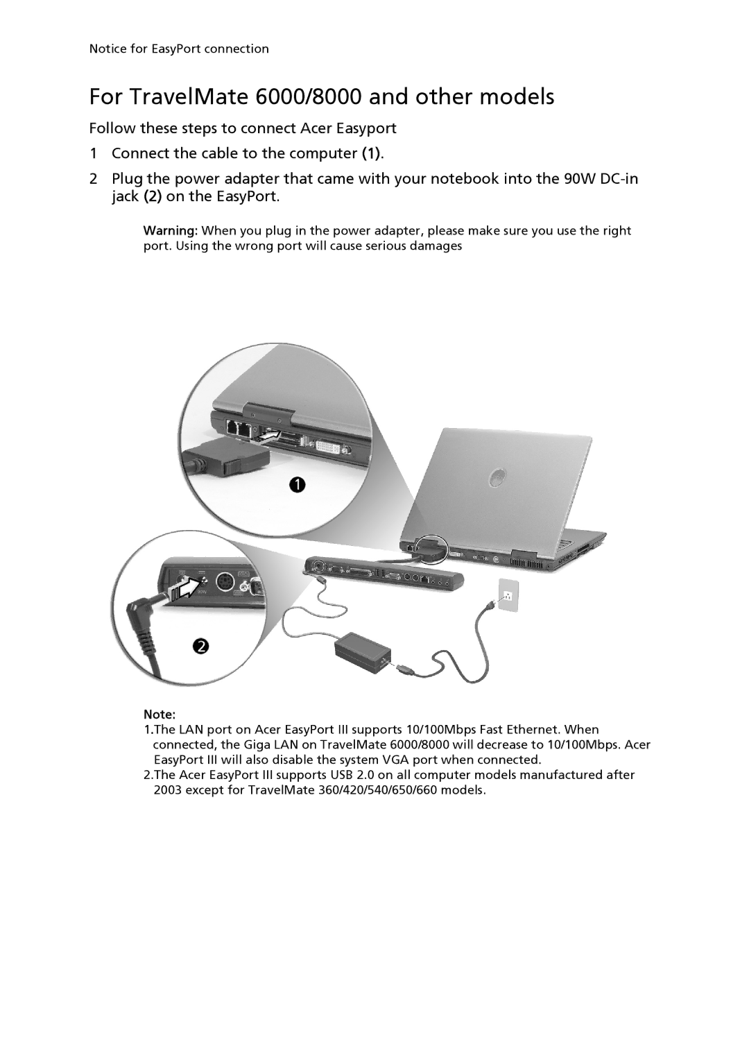 Acer EasyPort III manual For TravelMate 6000/8000 and other models 