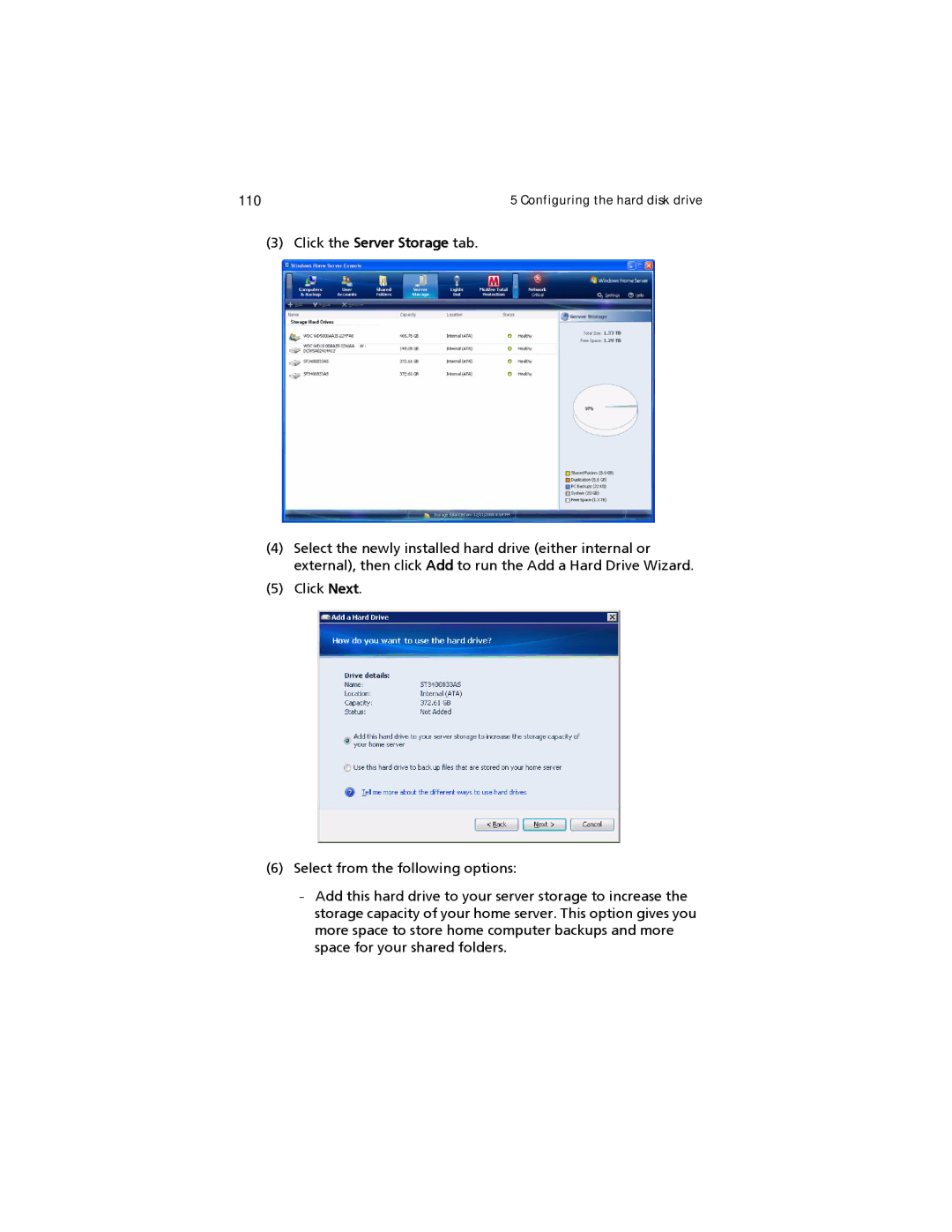 Acer easyStore H340 manual Configuring the hard disk drive 