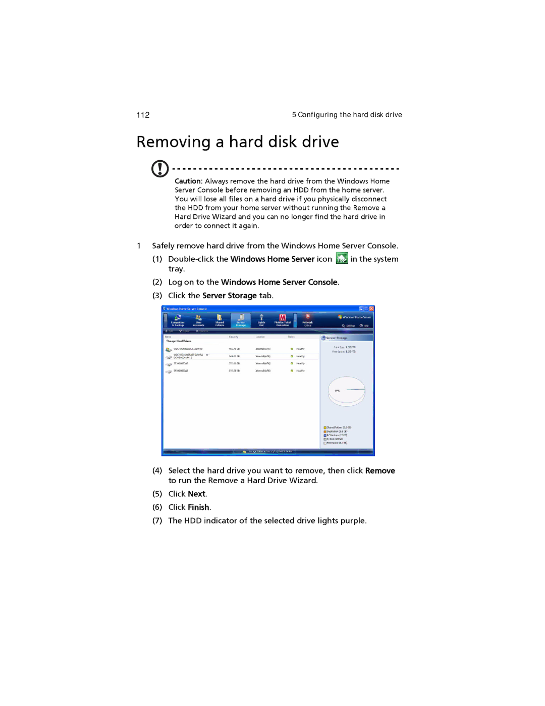 Acer easyStore H340 manual Removing a hard disk drive 