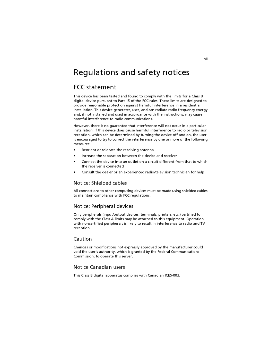 Acer easyStore H340 manual Regulations and safety notices, FCC statement 