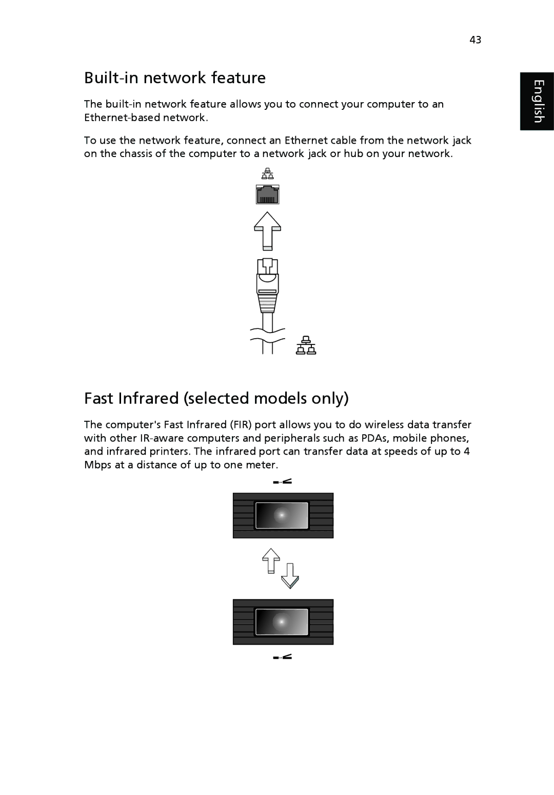 Acer EFL50 manual Built-in network feature, Fast Infrared selected models only 