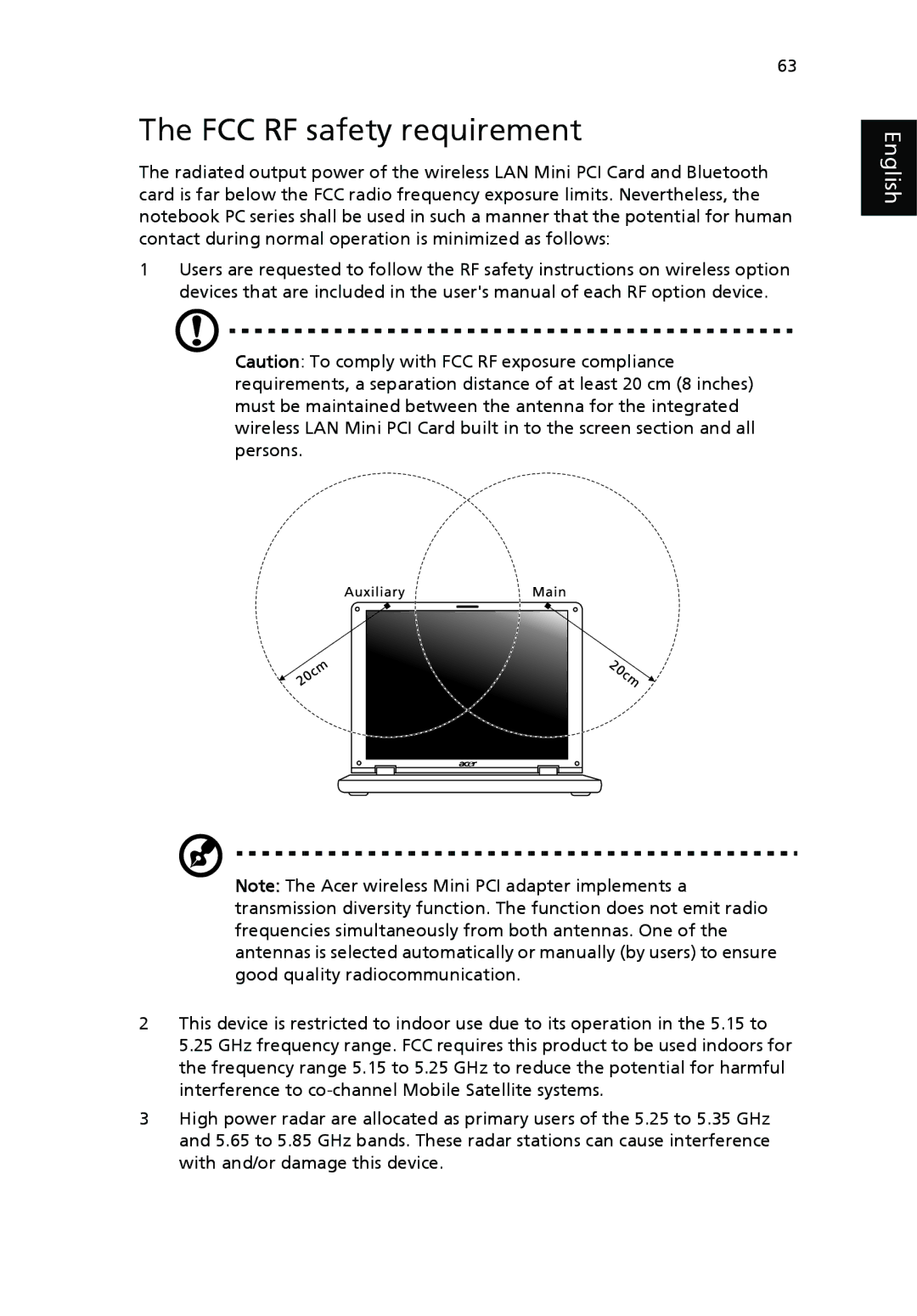 Acer EFL50 manual FCC RF safety requirement 