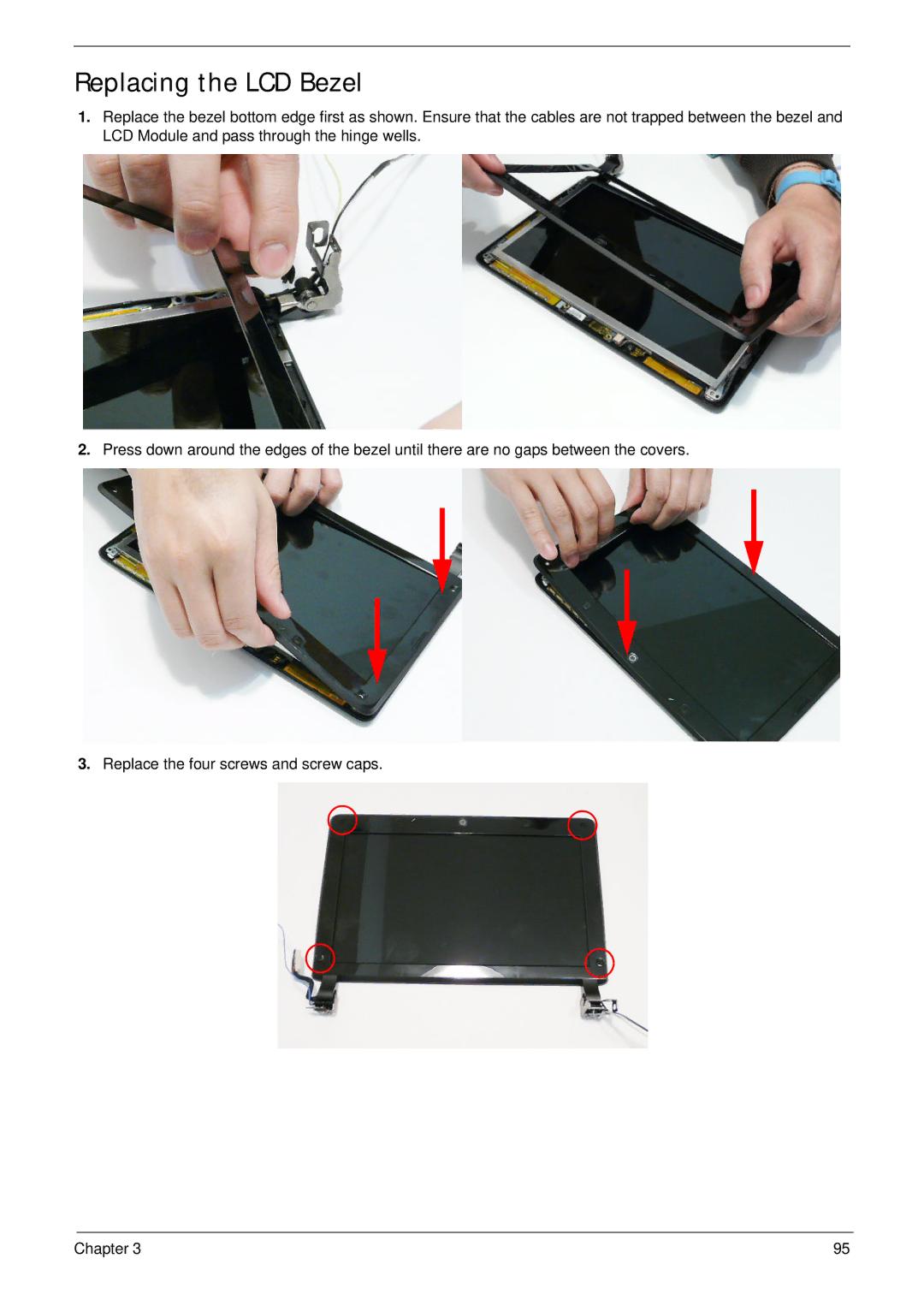 Acer EM250 manual Replacing the LCD Bezel 