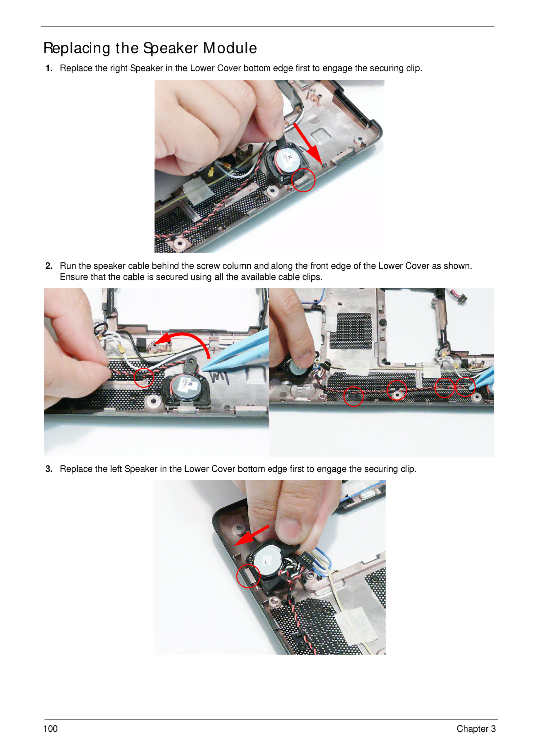 Acer EM250 manual Replacing the Speaker Module 