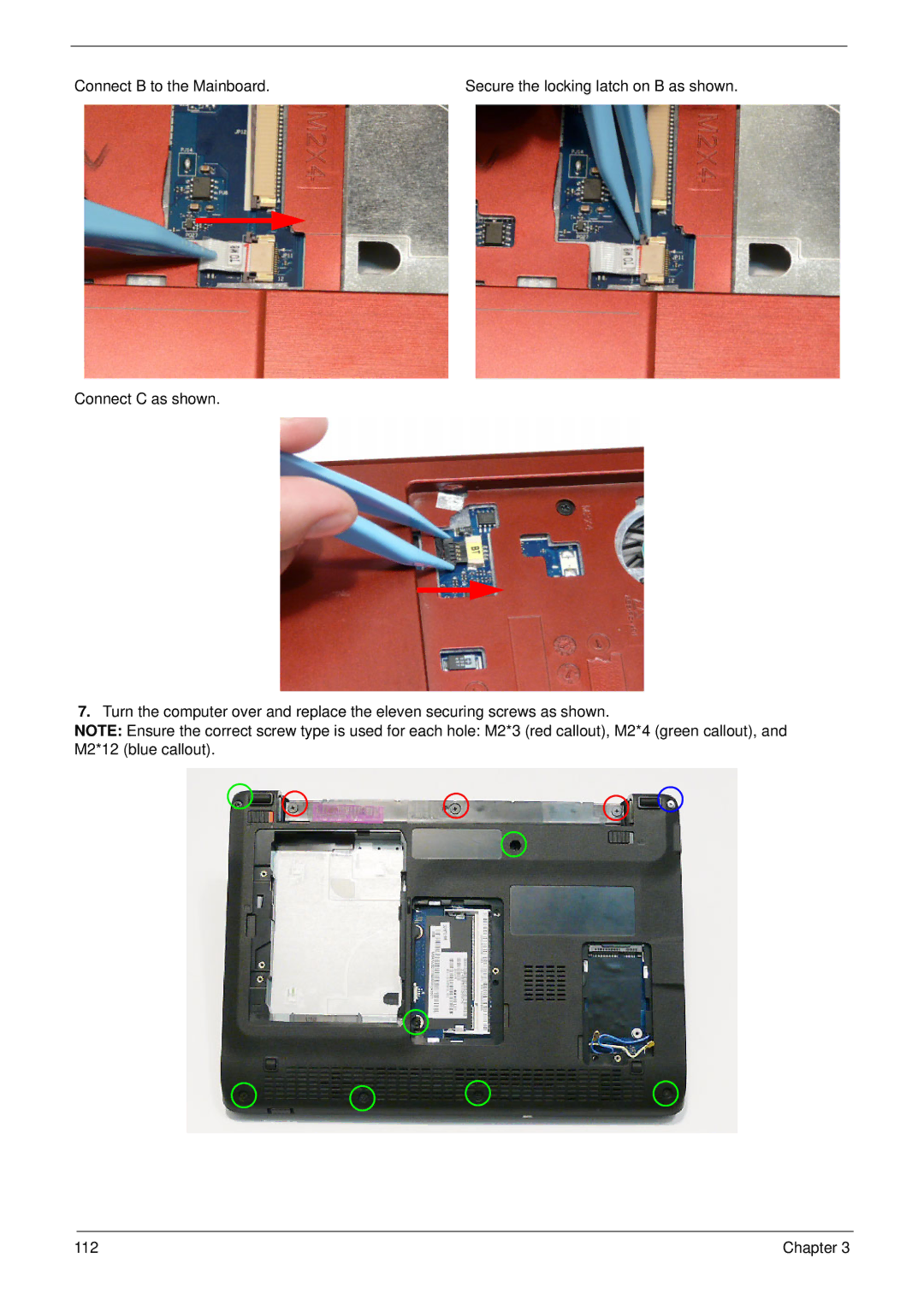 Acer EM250 manual Connect B to the Mainboard 