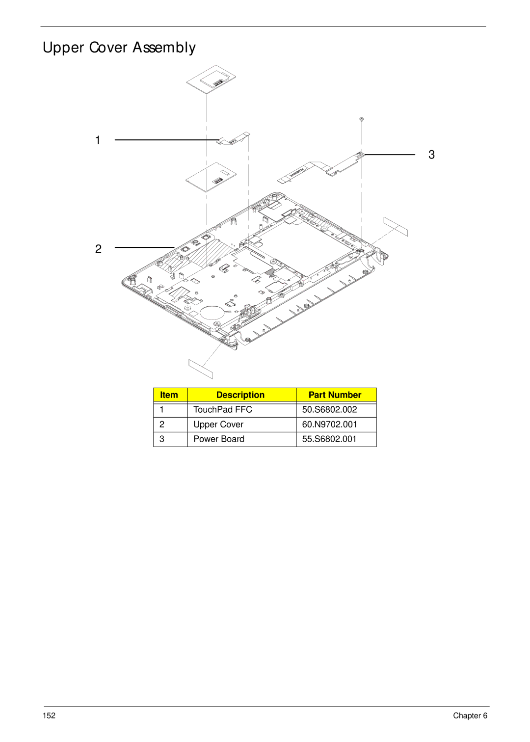 Acer EM250 manual Upper Cover Assembly 