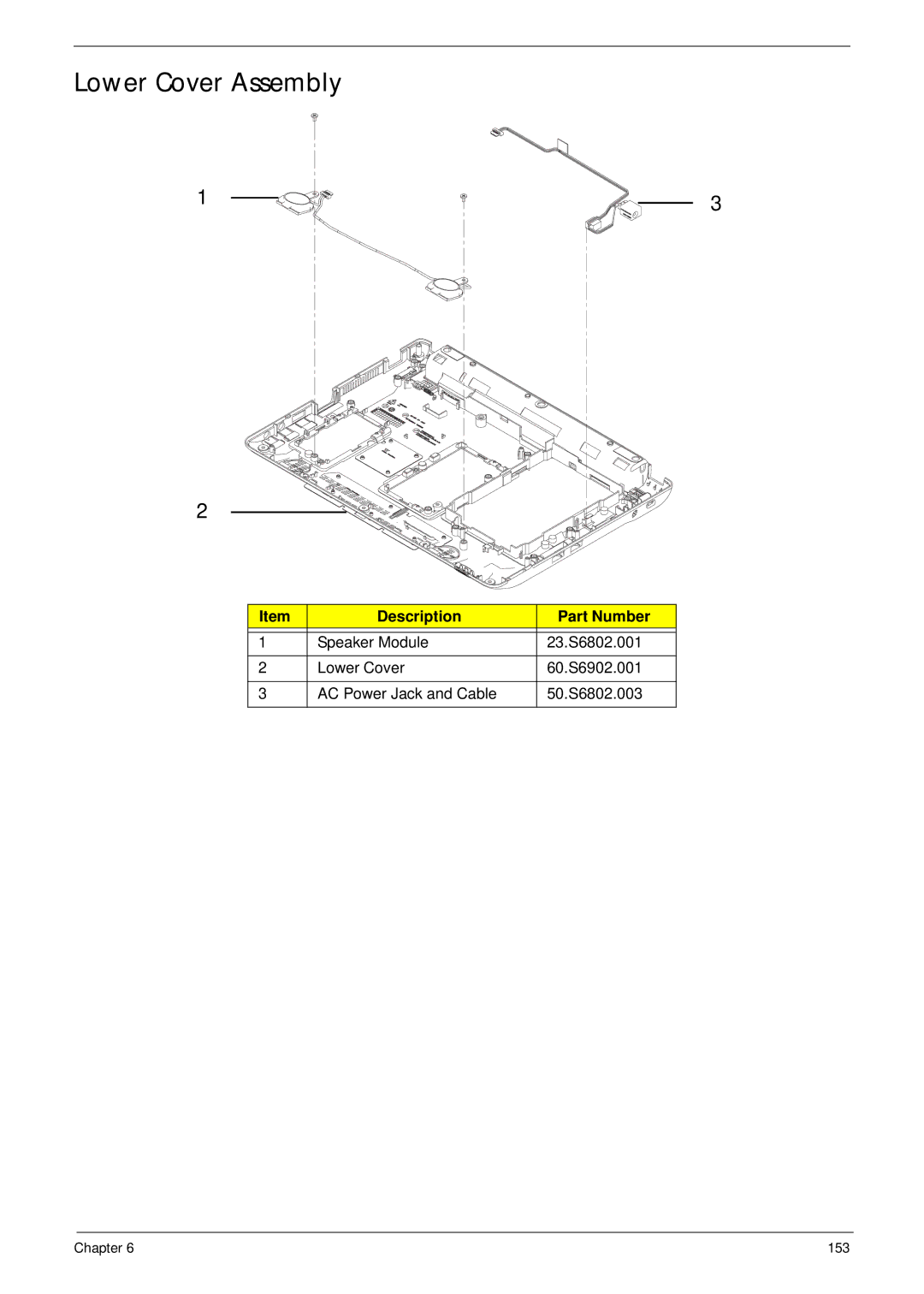 Acer EM250 manual Lower Cover Assembly 