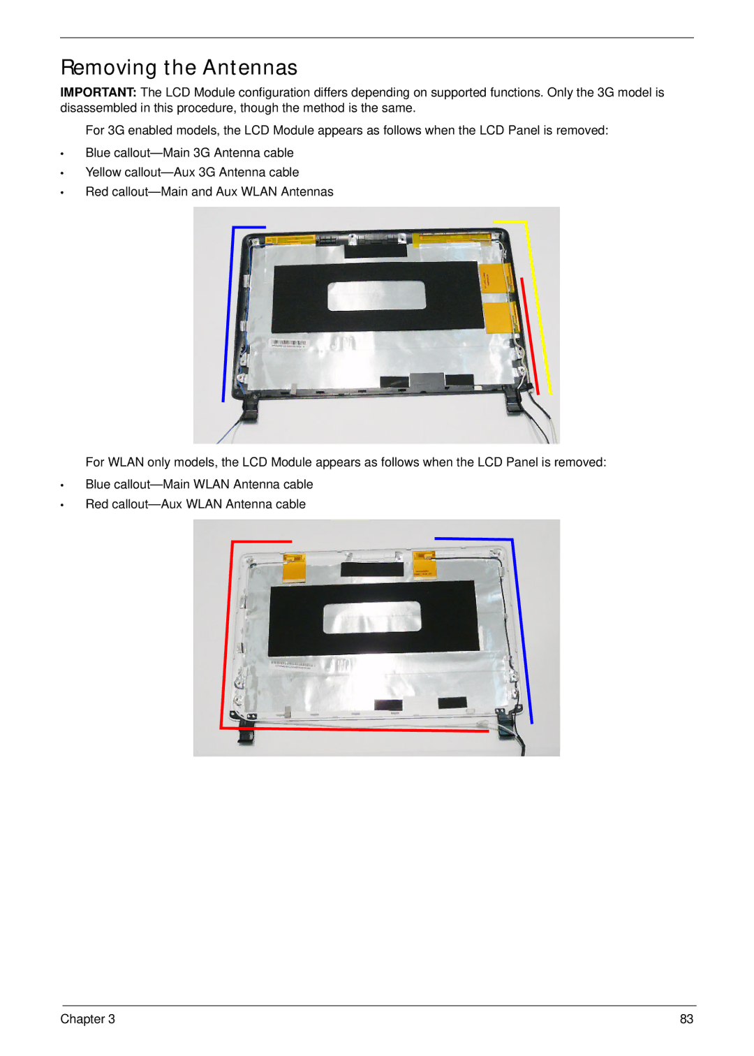 Acer EM250 manual Removing the Antennas 