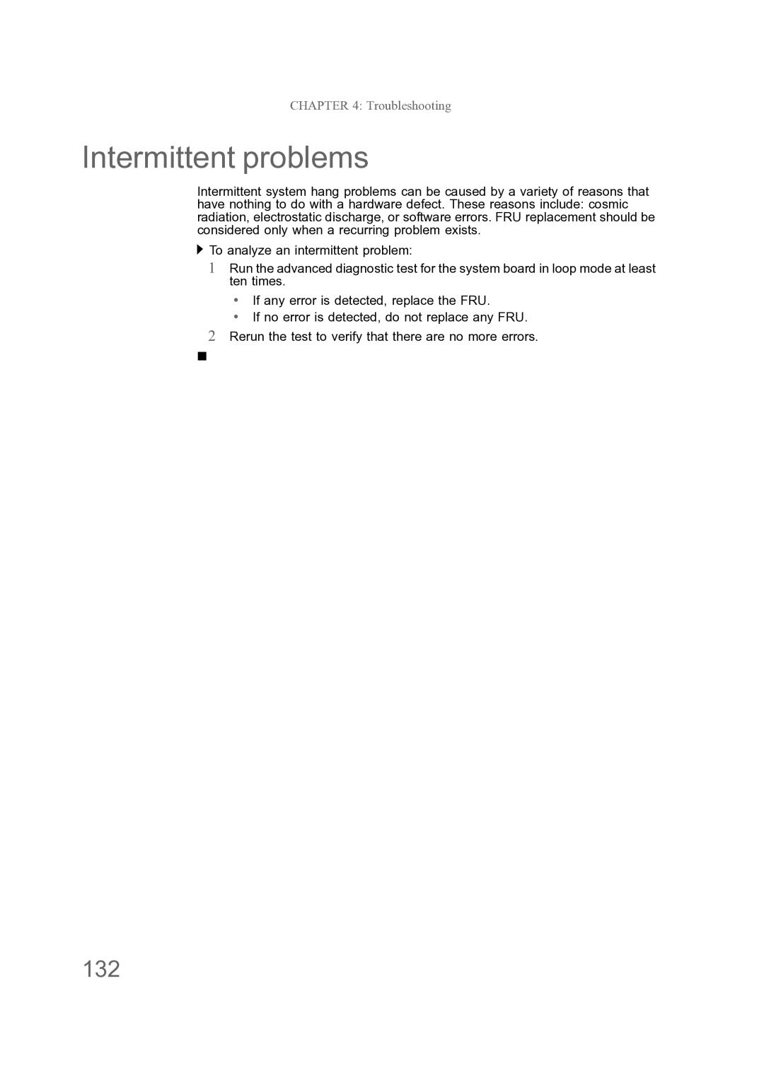 Acer ENTJ78, ENTJ77, ENTJ75, ENTJ76 manual Intermittent problems, 132 