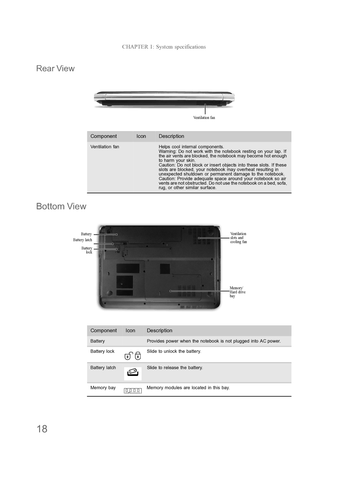 Acer ENTJ77, ENTJ75, ENTJ78, ENTJ76 manual Bottom View, Rear View 