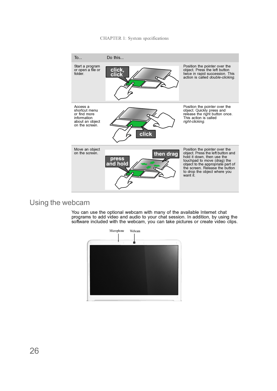 Acer ENTJ77, ENTJ75, ENTJ78, ENTJ76 manual Using the webcam 