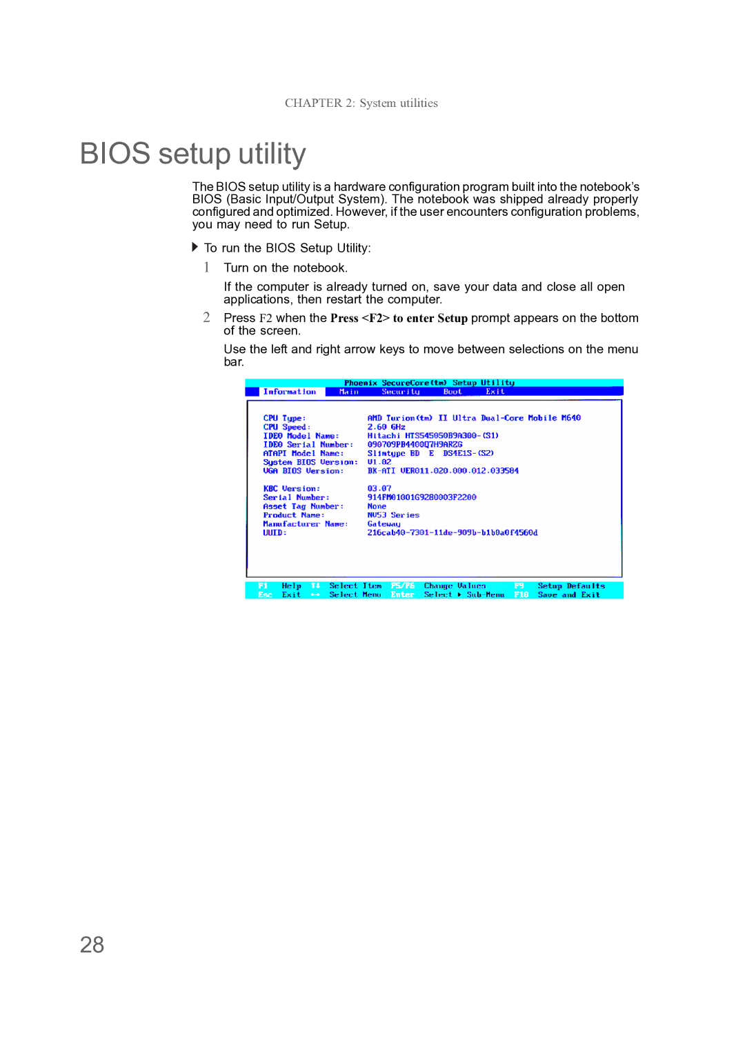 Acer ENTJ78, ENTJ77, ENTJ75, ENTJ76 manual Bios setup utility 