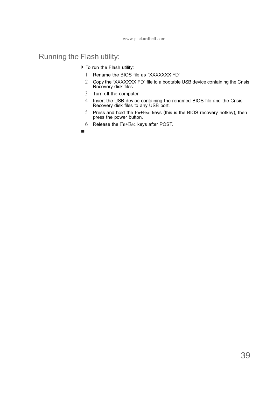 Acer ENTJ75, ENTJ77, ENTJ78, ENTJ76 manual Running the Flash utility 