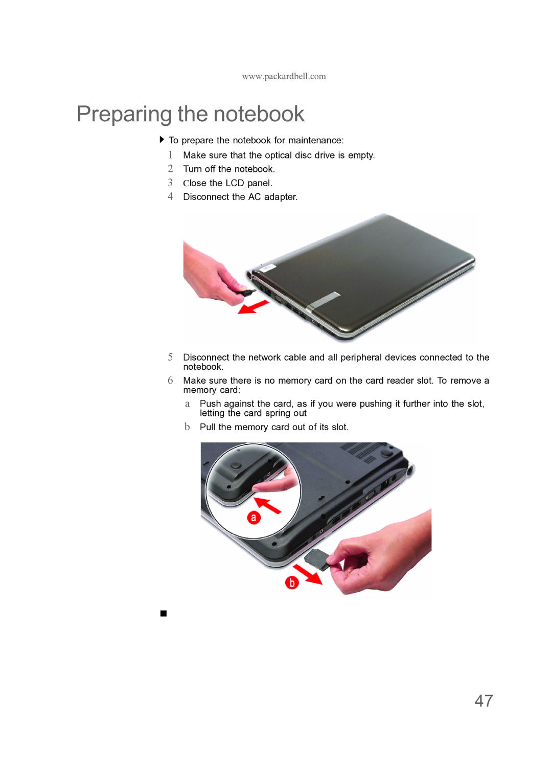 Acer ENTJ75, ENTJ77, ENTJ78, ENTJ76 manual Preparing the notebook 