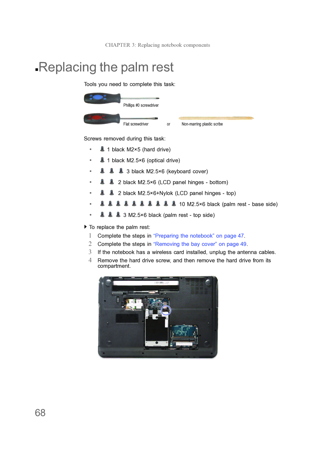 Acer ENTJ78, ENTJ77, ENTJ75, ENTJ76 manual Replacing the palm rest 