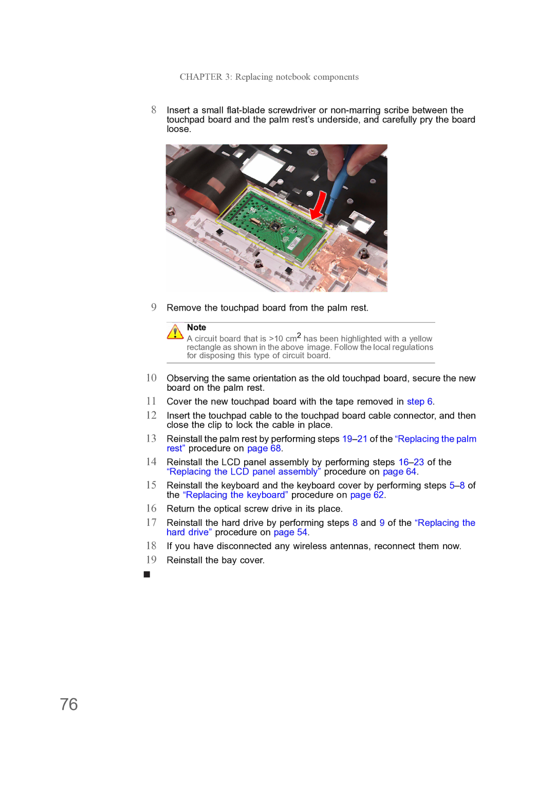 Acer ENTJ78, ENTJ77, ENTJ75, ENTJ76 manual Replacing notebook components 