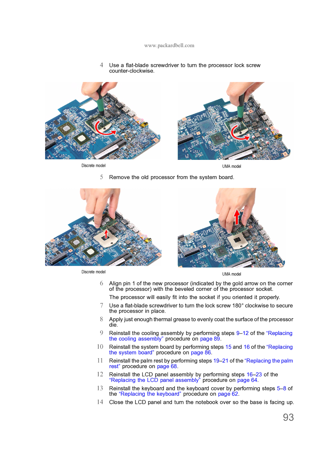 Acer ENTJ76, ENTJ77, ENTJ75, ENTJ78 manual Remove the old processor from the system board 