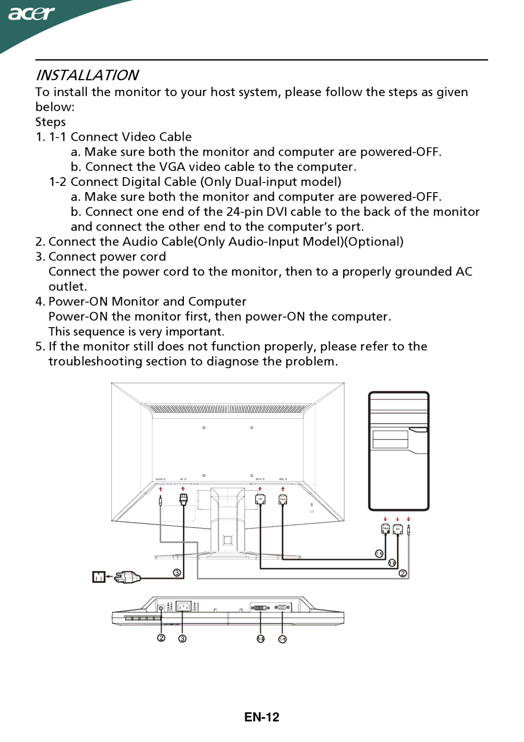 Acer ET.DG5HP.006 manual Installation, EN-12 