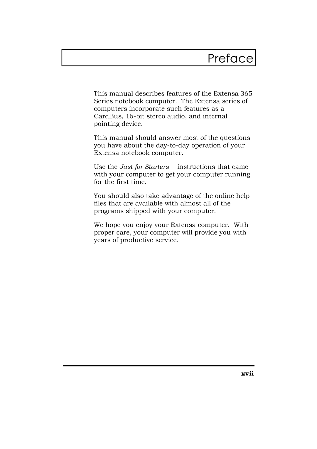 Acer Extensa 365 manual Preface 