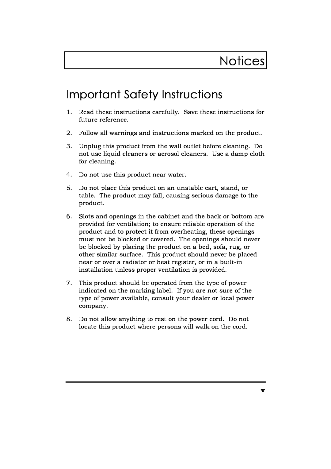Acer Extensa 365 manual Important Safety Instructions, Notices 