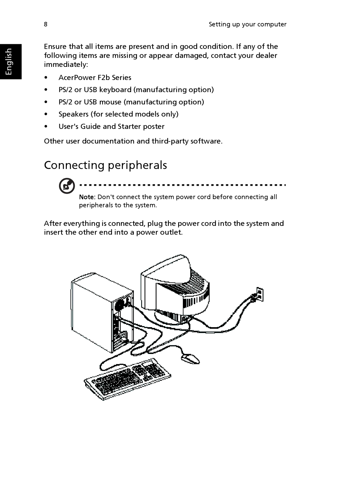 Acer F2B manual Connecting peripherals 