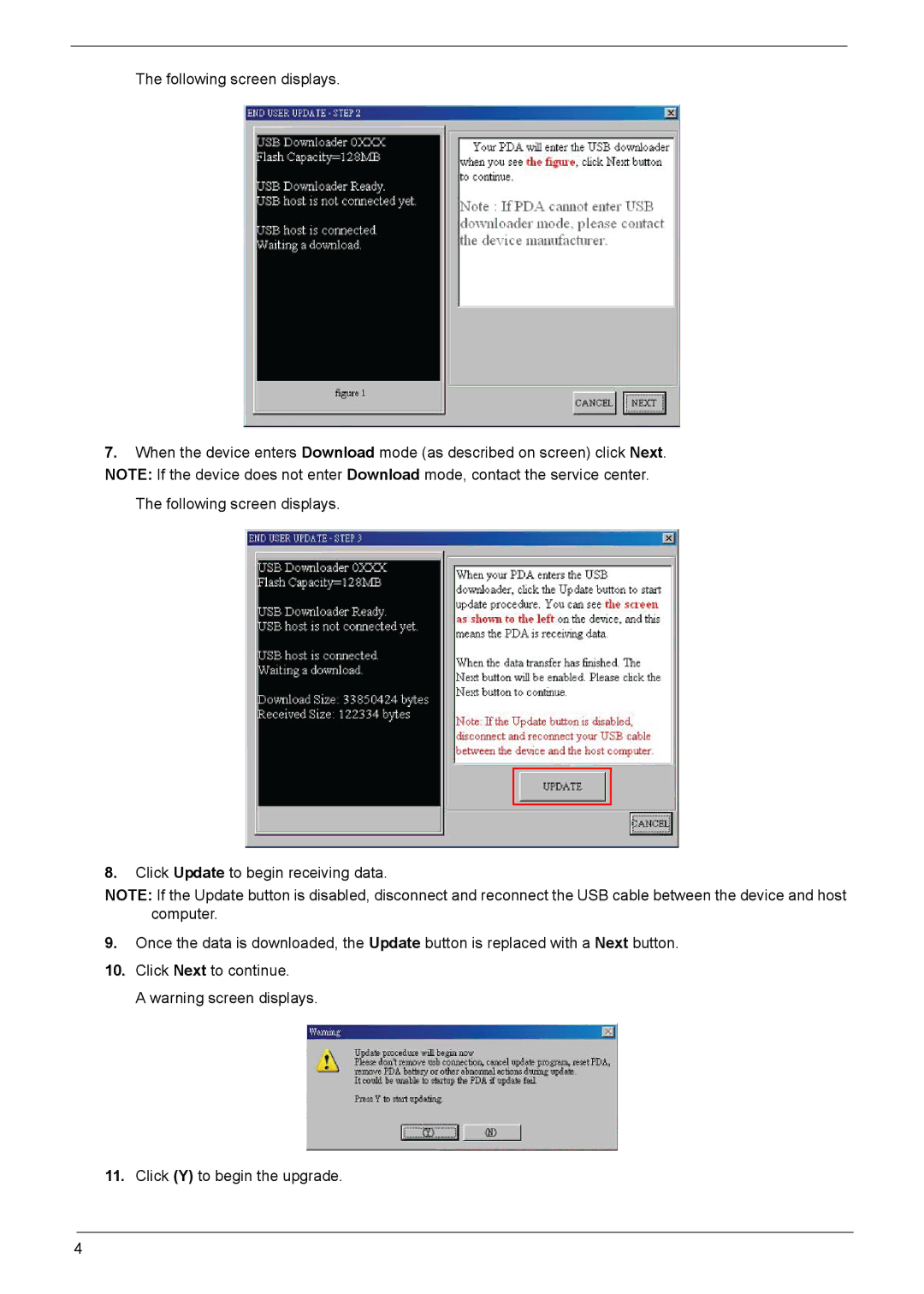 Acer F900 manual Following screen displays 