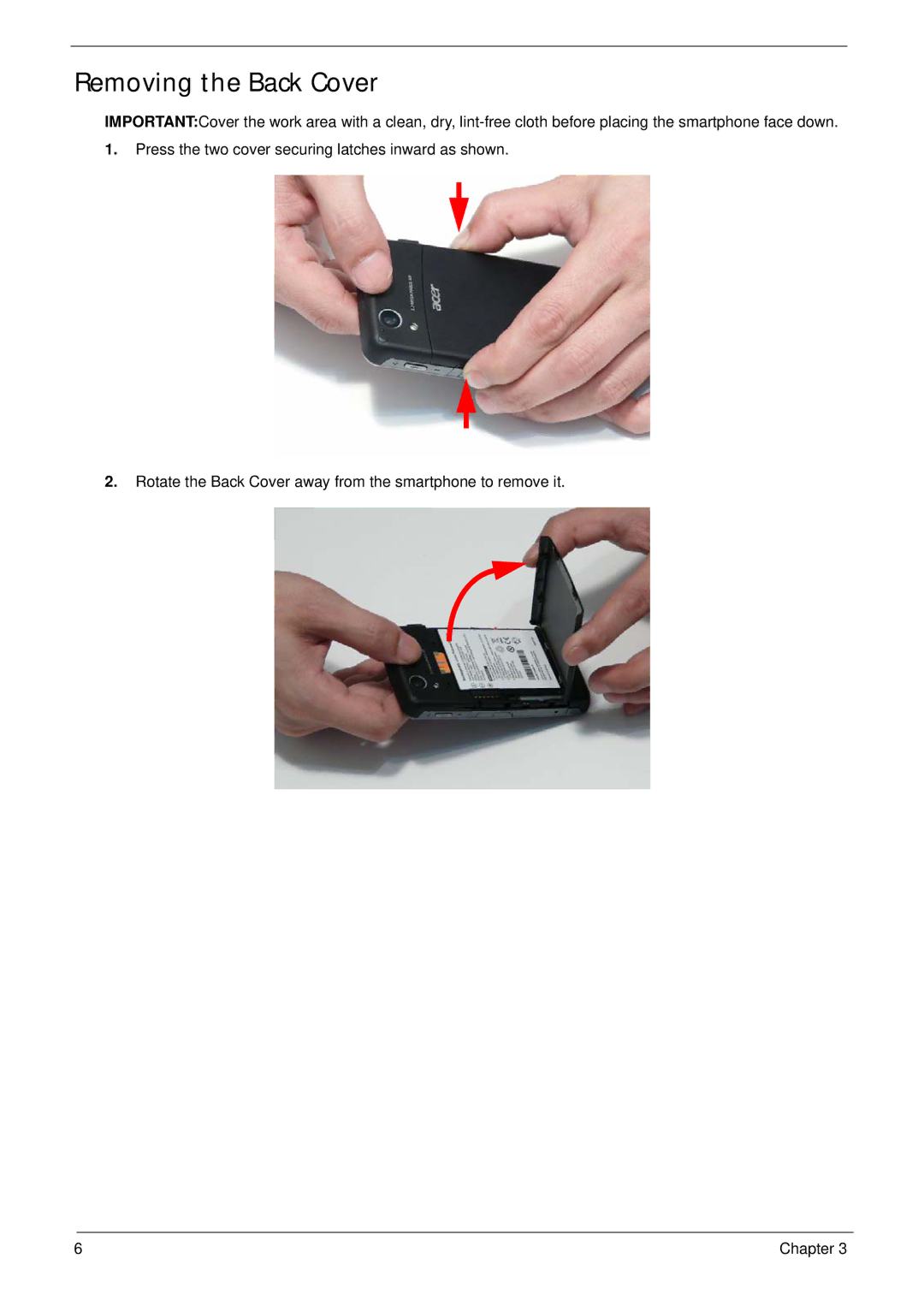 Acer F900 manual Removing the Back Cover 