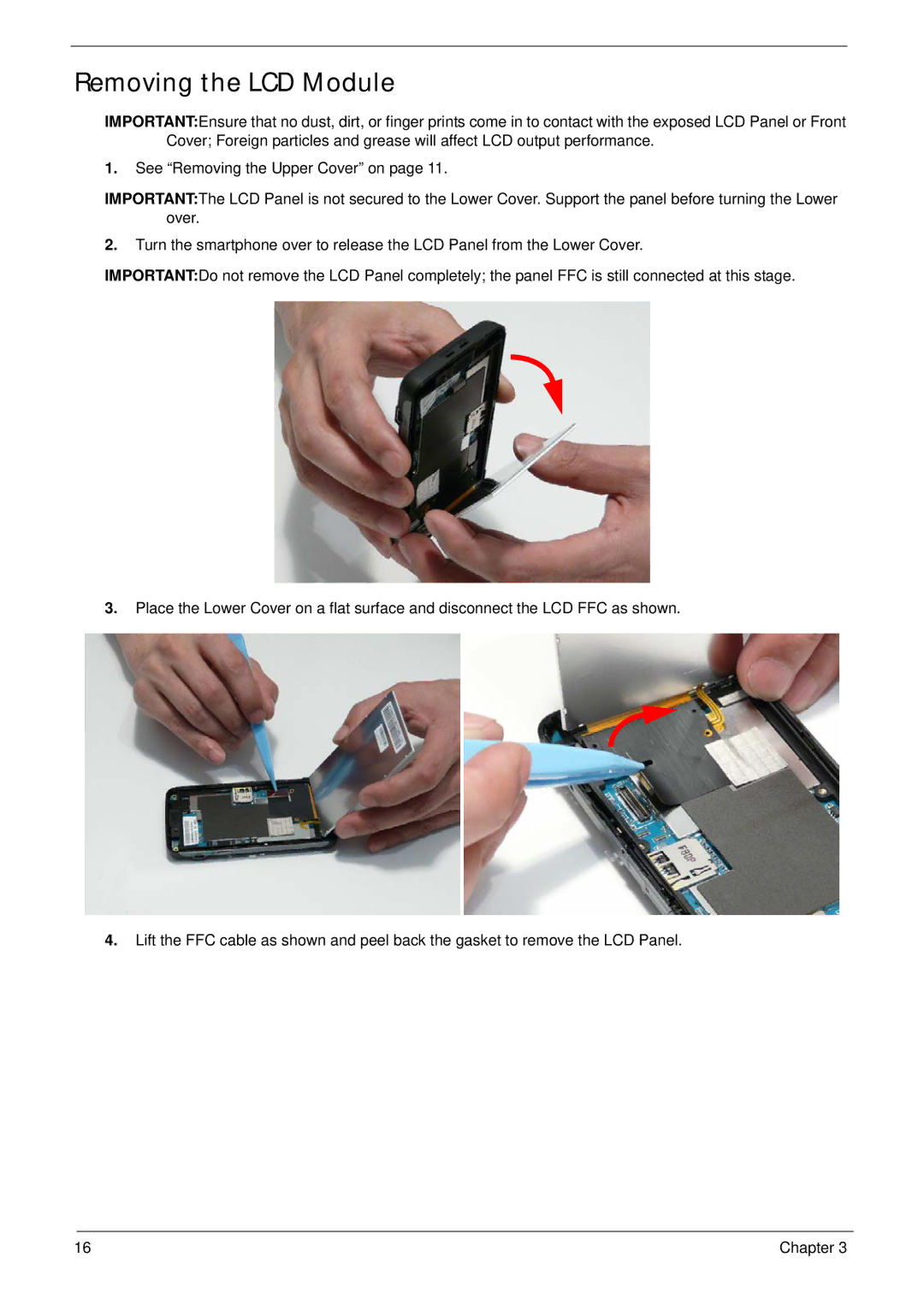 Acer F900 manual Removing the LCD Module 